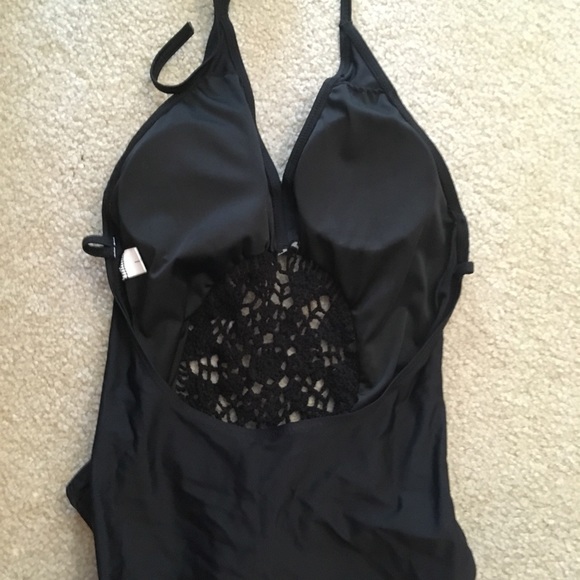 Black backless one piece swim suit - Picture 4 of 5